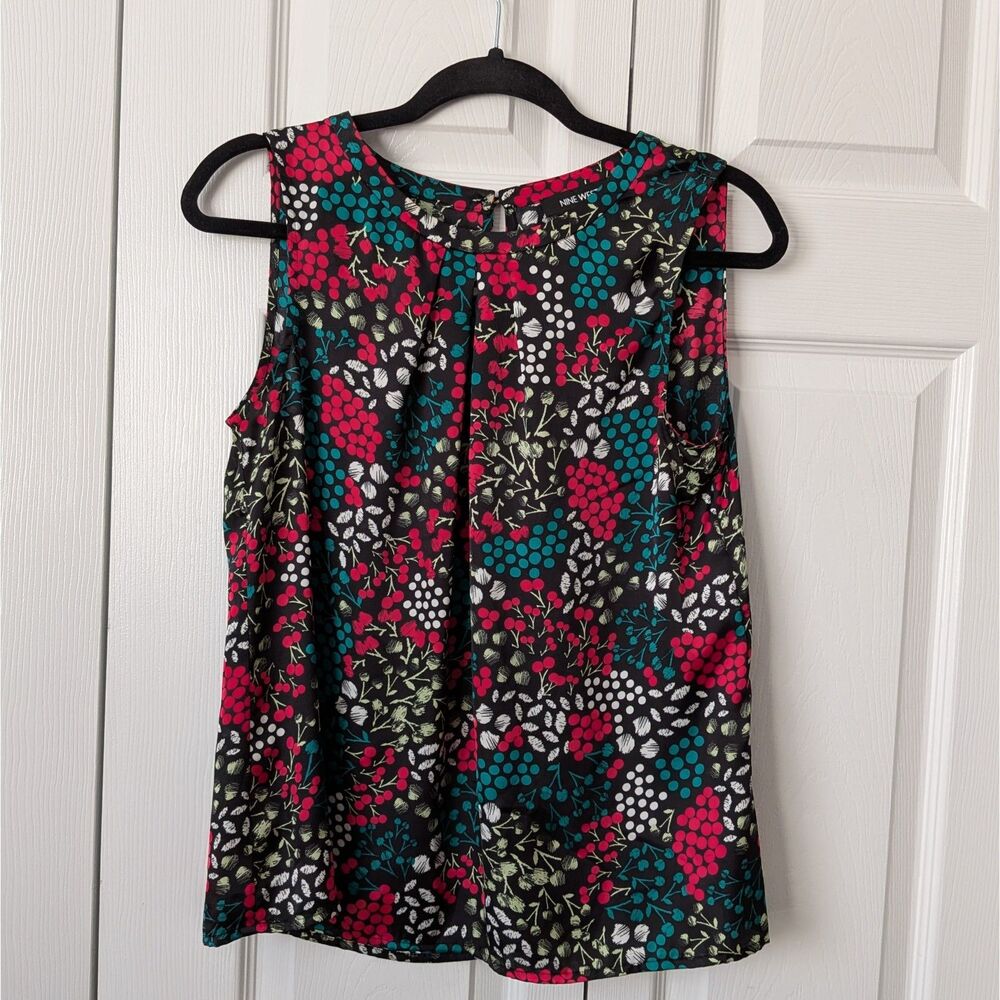 Nine West Abstract Floral Sleeveless Career Blouse Size M Workwear Layering